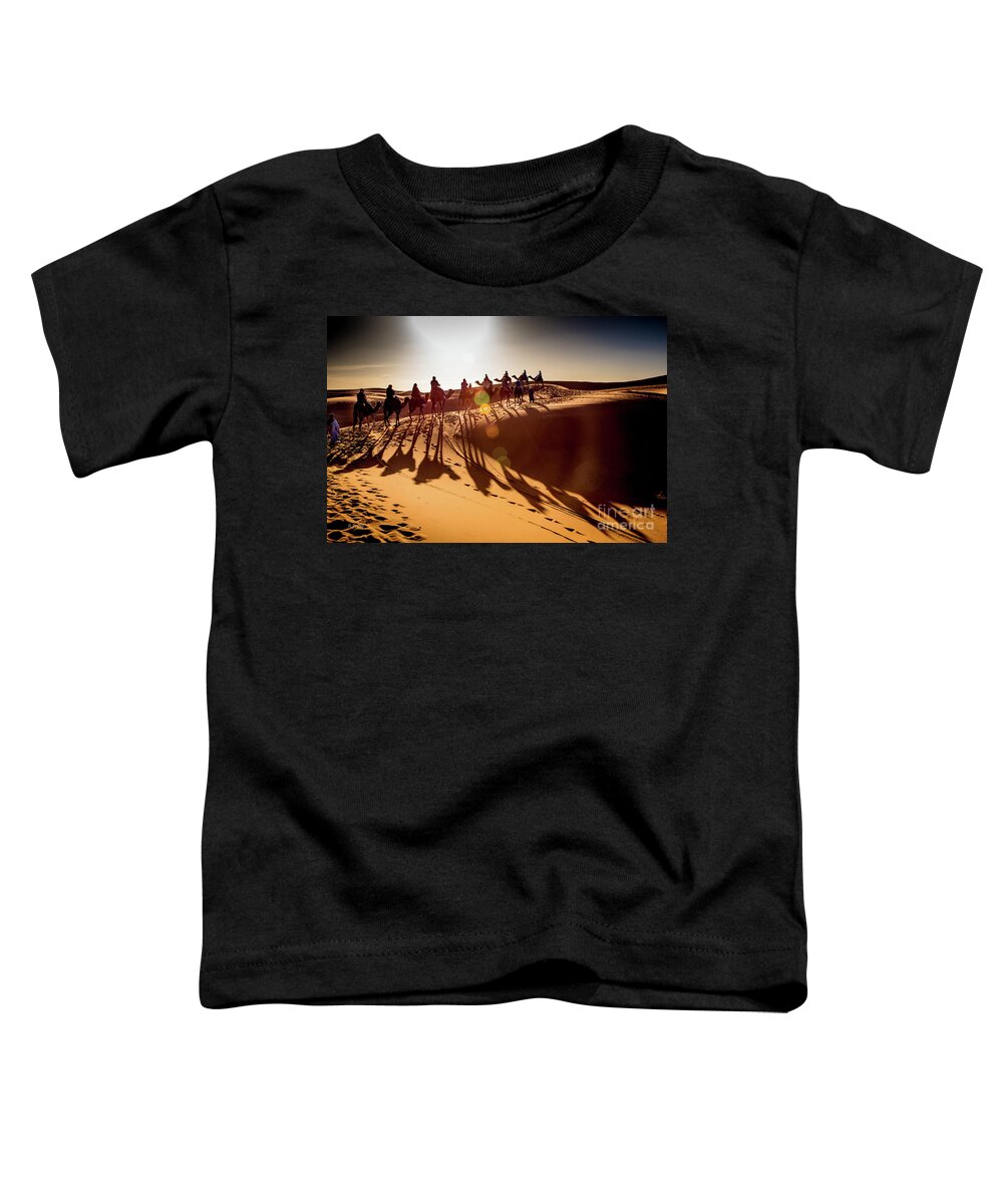Sahara Desert Toddler T-Shirt featuring the photograph Le Chameau Desert Caravan by Rene Triay FineArt Photos