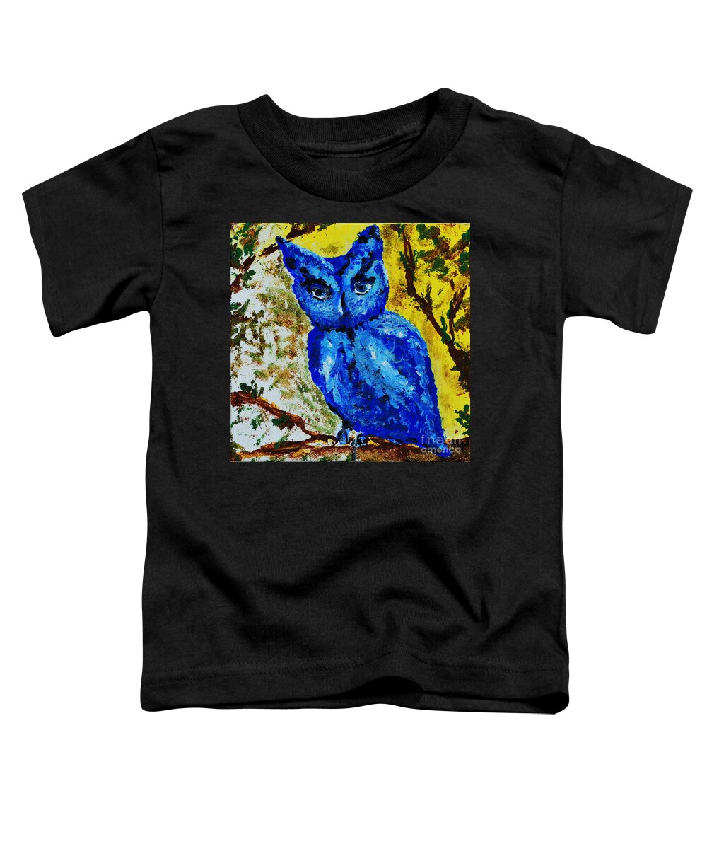 Indiana Toddler T-Shirt featuring the painting Little Blue Owl by Alys Caviness-Gober