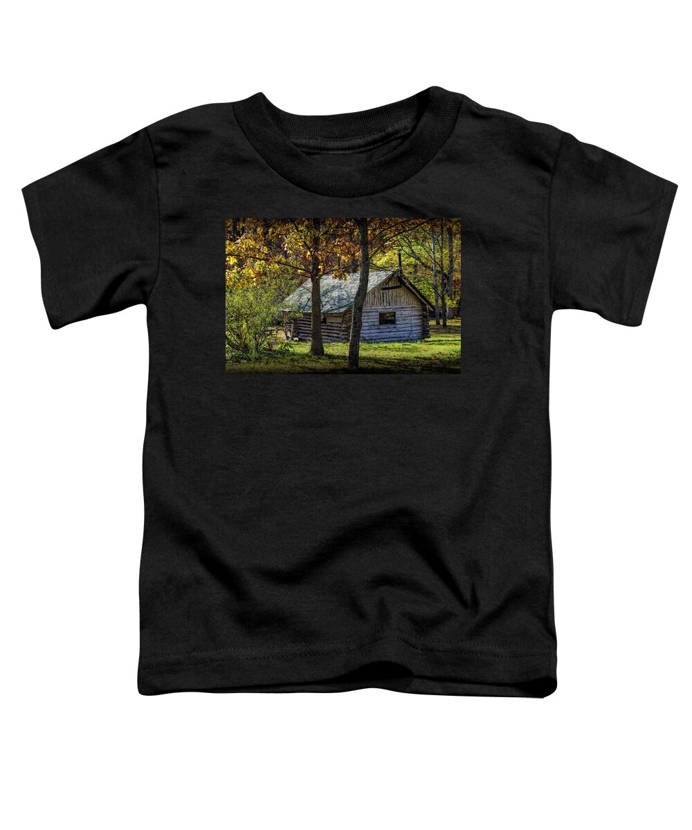 House Toddler T-Shirt featuring the photograph Log Cabin Home in the Woods by Randall Nyhof