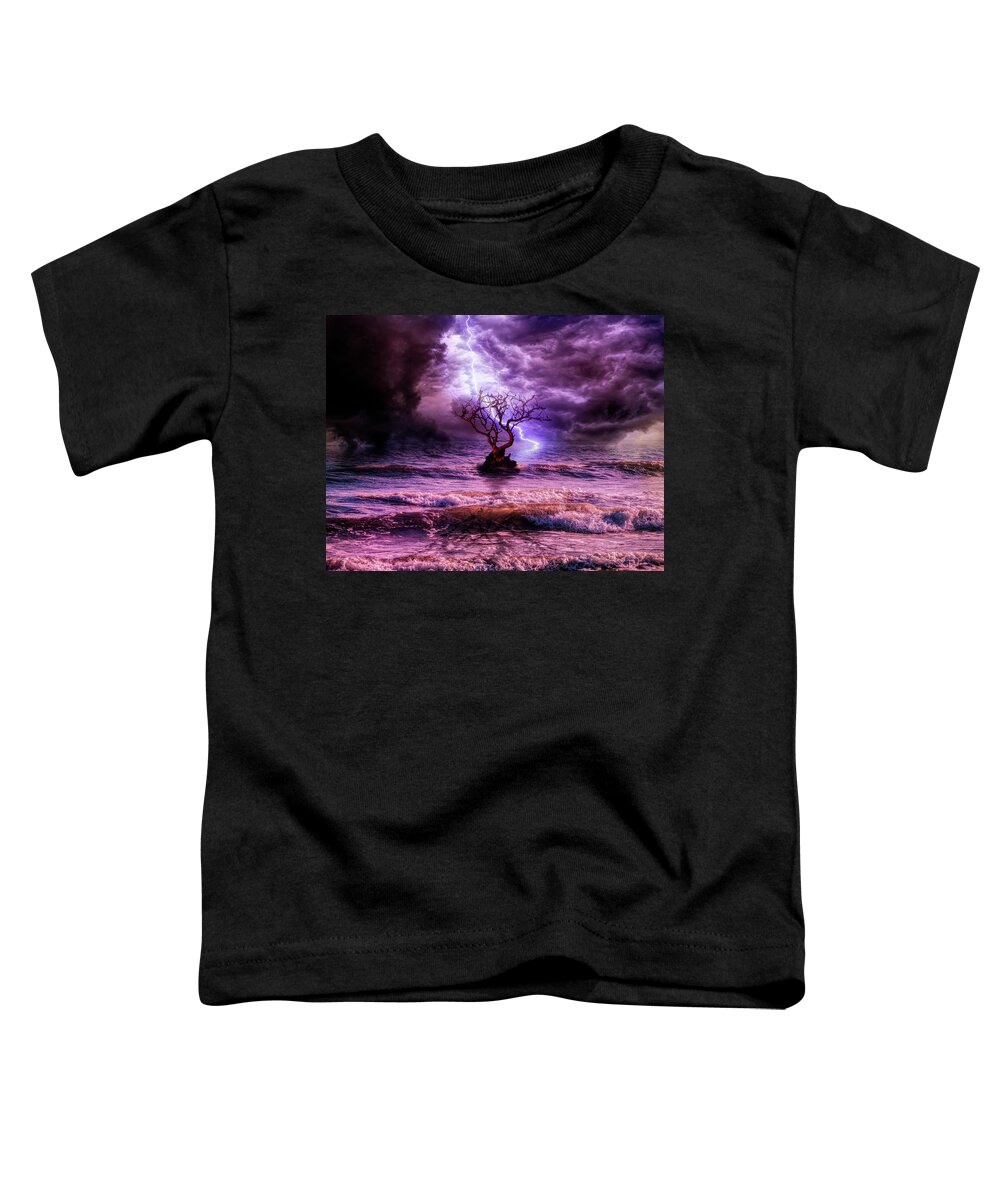 Lonely Tree Toddler T-Shirt featuring the photograph Lonely tree and the wild weather by Lilia S
