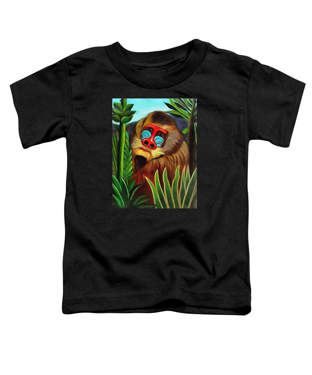 Henri Rousseau Toddler T-Shirt featuring the painting Mandrill In The Jungle by Henri Rousseau