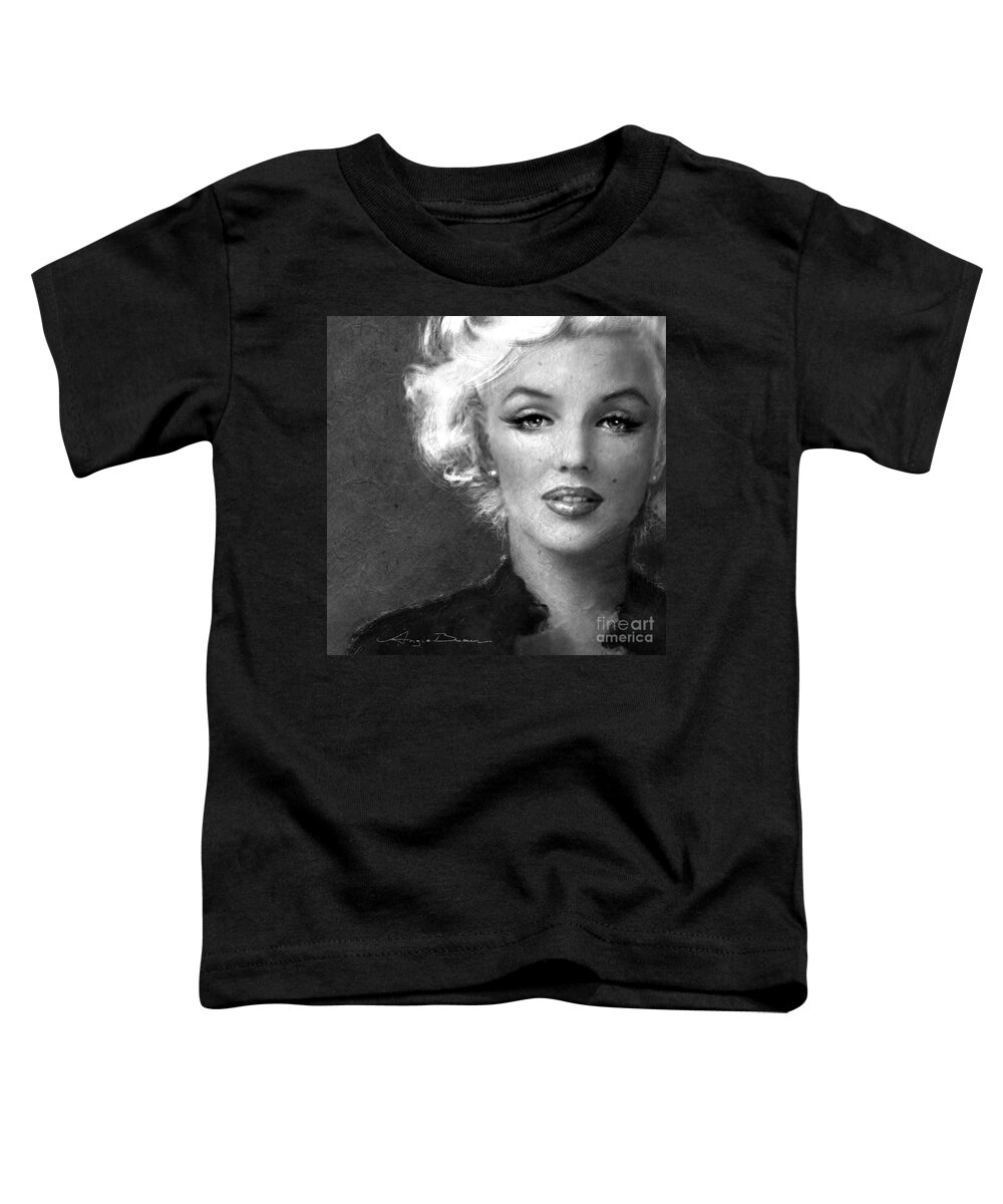 Angie Braun Toddler T-Shirt featuring the painting Marilyn Soft bw by Angie Braun