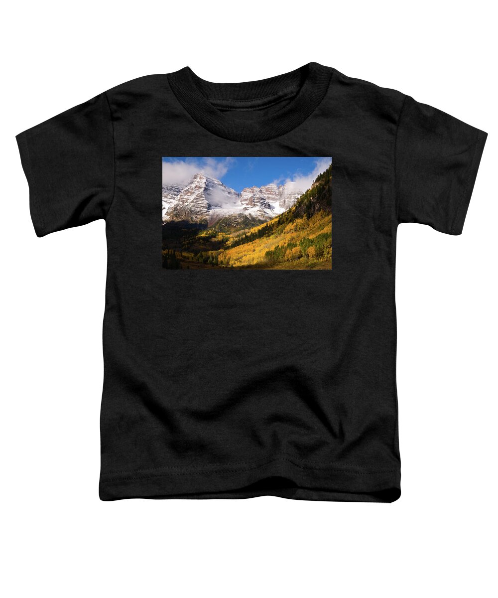 Colorado Toddler T-Shirt featuring the photograph Maroon Bells by Steve Stuller