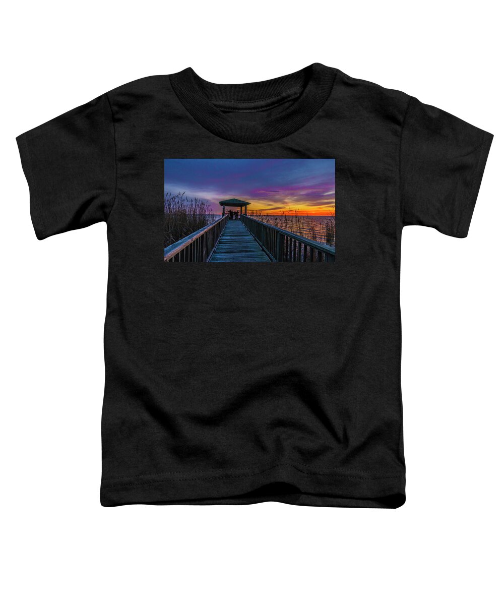 Sunrise Toddler T-Shirt featuring the photograph Mattamuskeet Lake by Donald Brown