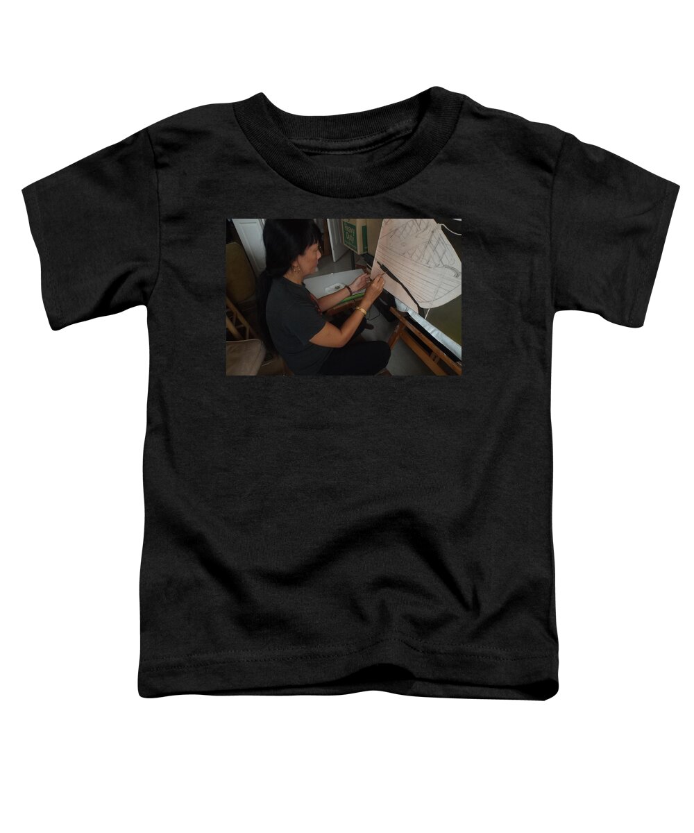 Artist At Work Toddler T-Shirt featuring the painting Me At Work 5 by Thu Nguyen