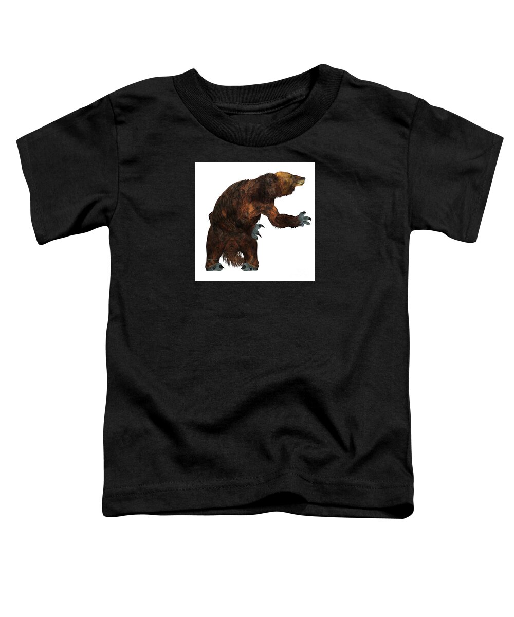 Megatherium Toddler T-Shirt featuring the painting Megatherium Sloth on White by Corey Ford