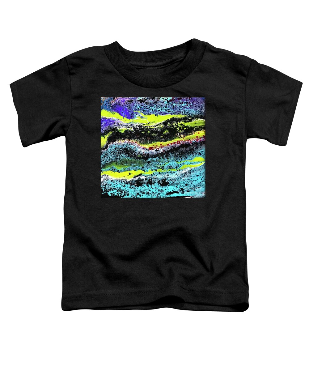 Acrylic Flow Pours Toddler T-Shirt featuring the painting Mercury Wars 9 by Sherry Harradence