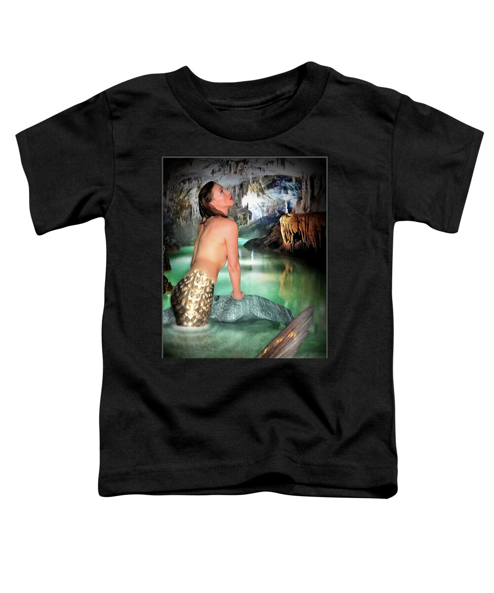 Mermaid Toddler T-Shirt featuring the photograph Mermaid In A Cave by Jon Volden