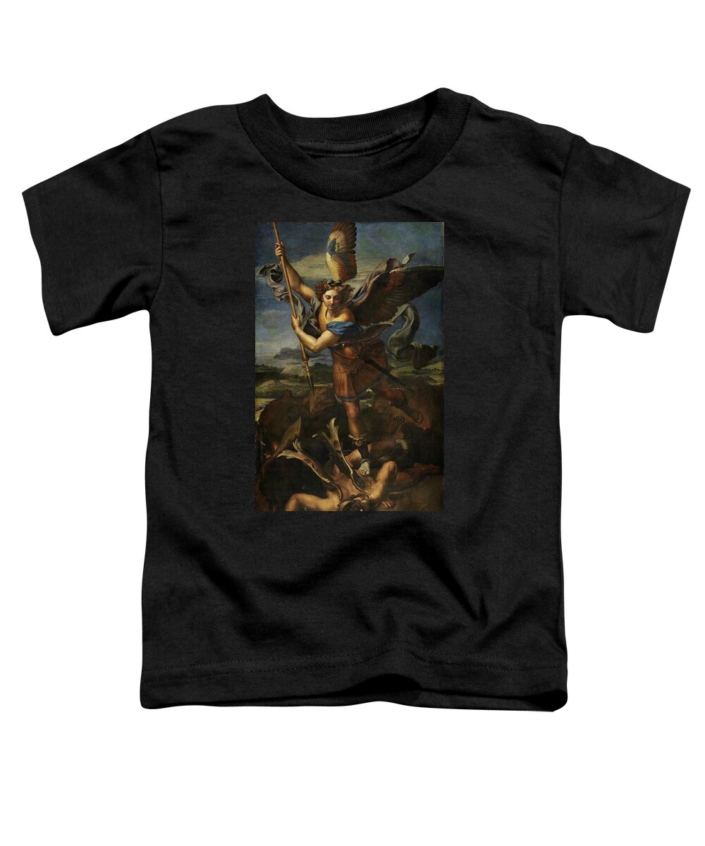 Urbino Toddler T-Shirt featuring the painting Michael defeats Satan by Raphael