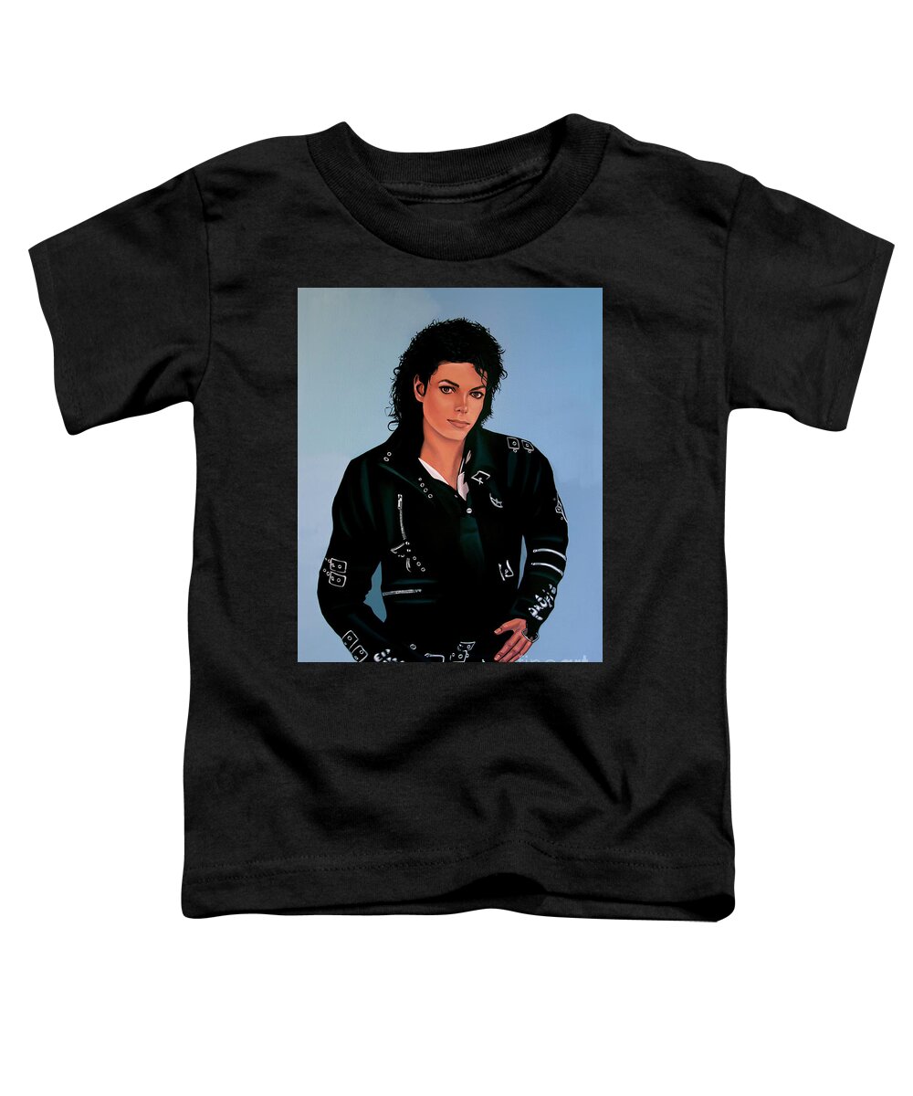 Michael Jackson Toddler T-Shirt featuring the painting Michael Jackson Bad by Paul Meijering