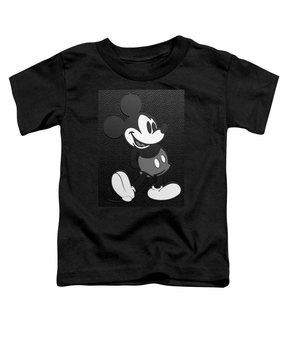 Mickey Mouse Toddler T-Shirt featuring the photograph Mickey Mat B W by Rob Hans