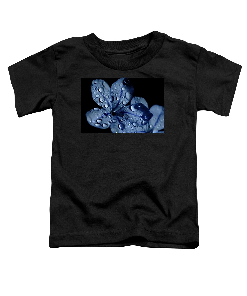 Blue Toddler T-Shirt featuring the photograph Midnight Dew by Donna Blackhall
