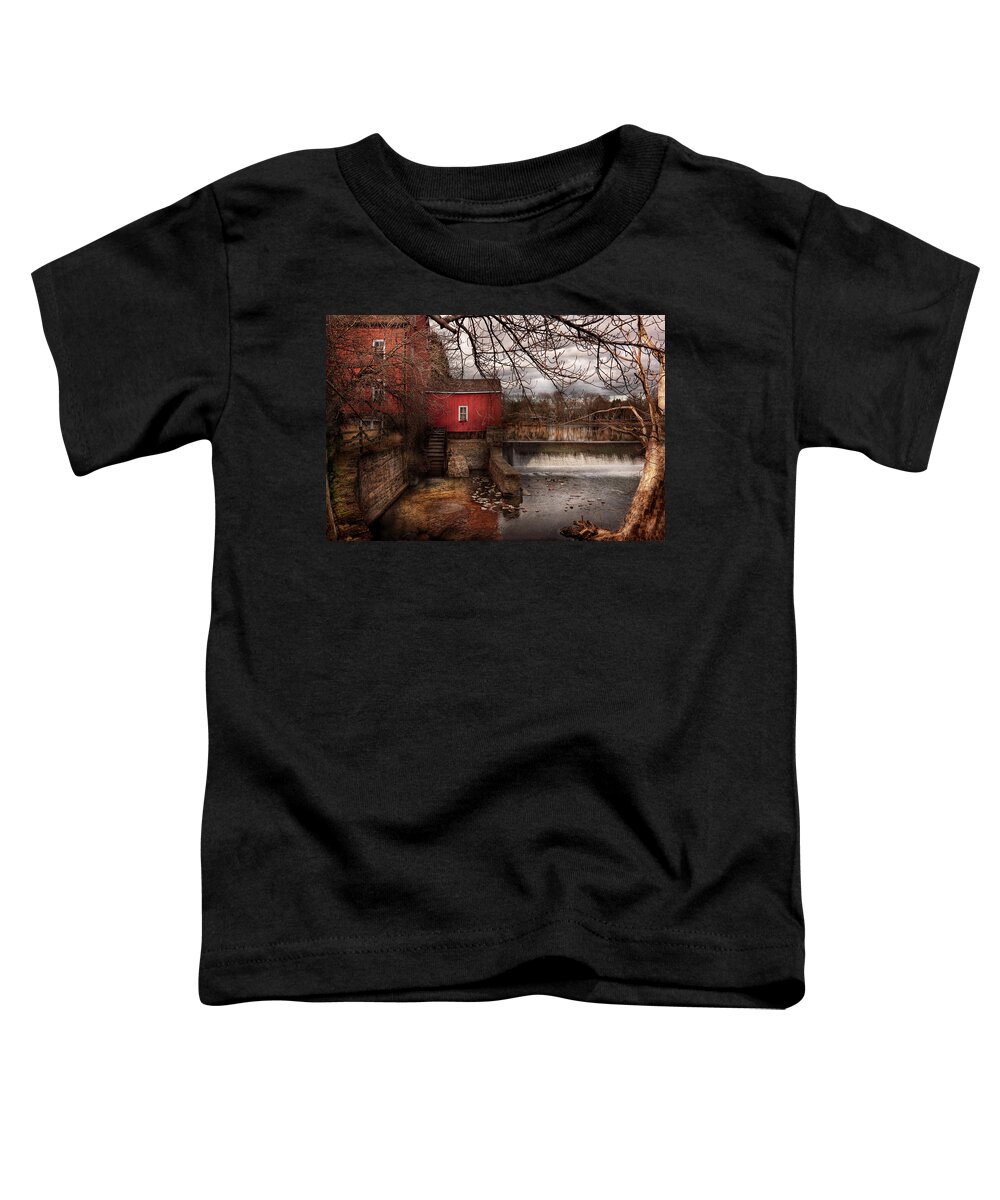 Savad Toddler T-Shirt featuring the photograph Mill - Clinton NJ - The mill and wheel by Mike Savad