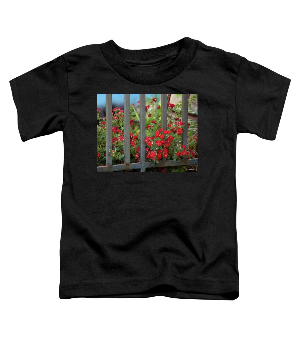 Red Toddler T-Shirt featuring the photograph Miniature Red Roses by Tim Fitzharris