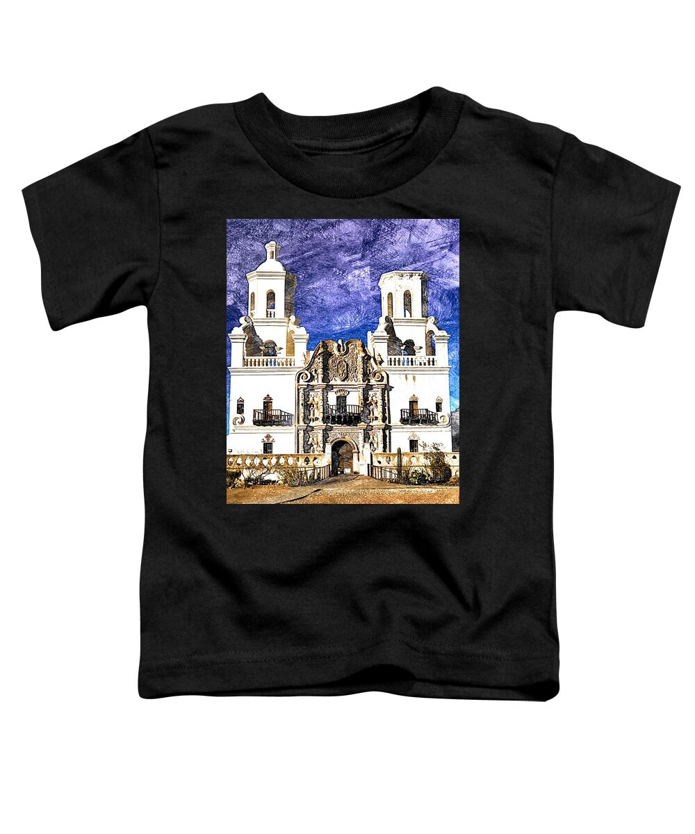 San Xavier Del Bac Toddler T-Shirt featuring the digital art Mission San Xavier del Bac by Tatiana Travelways