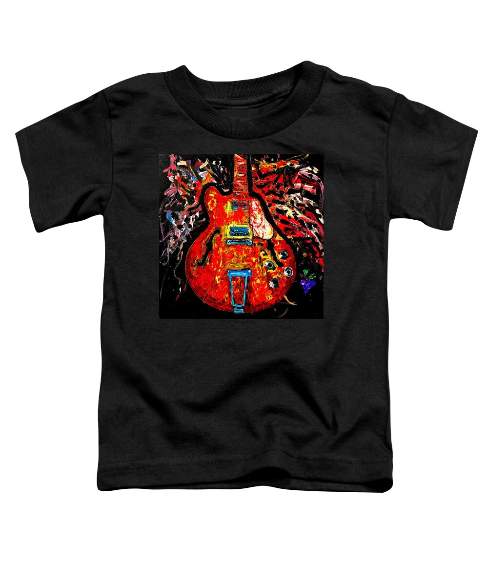 Guitar Toddler T-Shirt featuring the painting Modern vintage guitar by Neal Barbosa