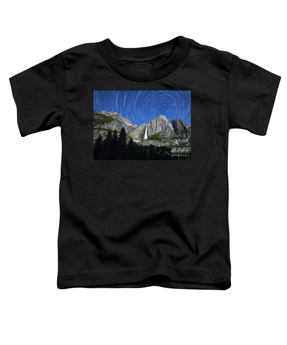 Moonbow Toddler T-Shirt featuring the photograph Moonbow and Startrails by Brandon Bonafede