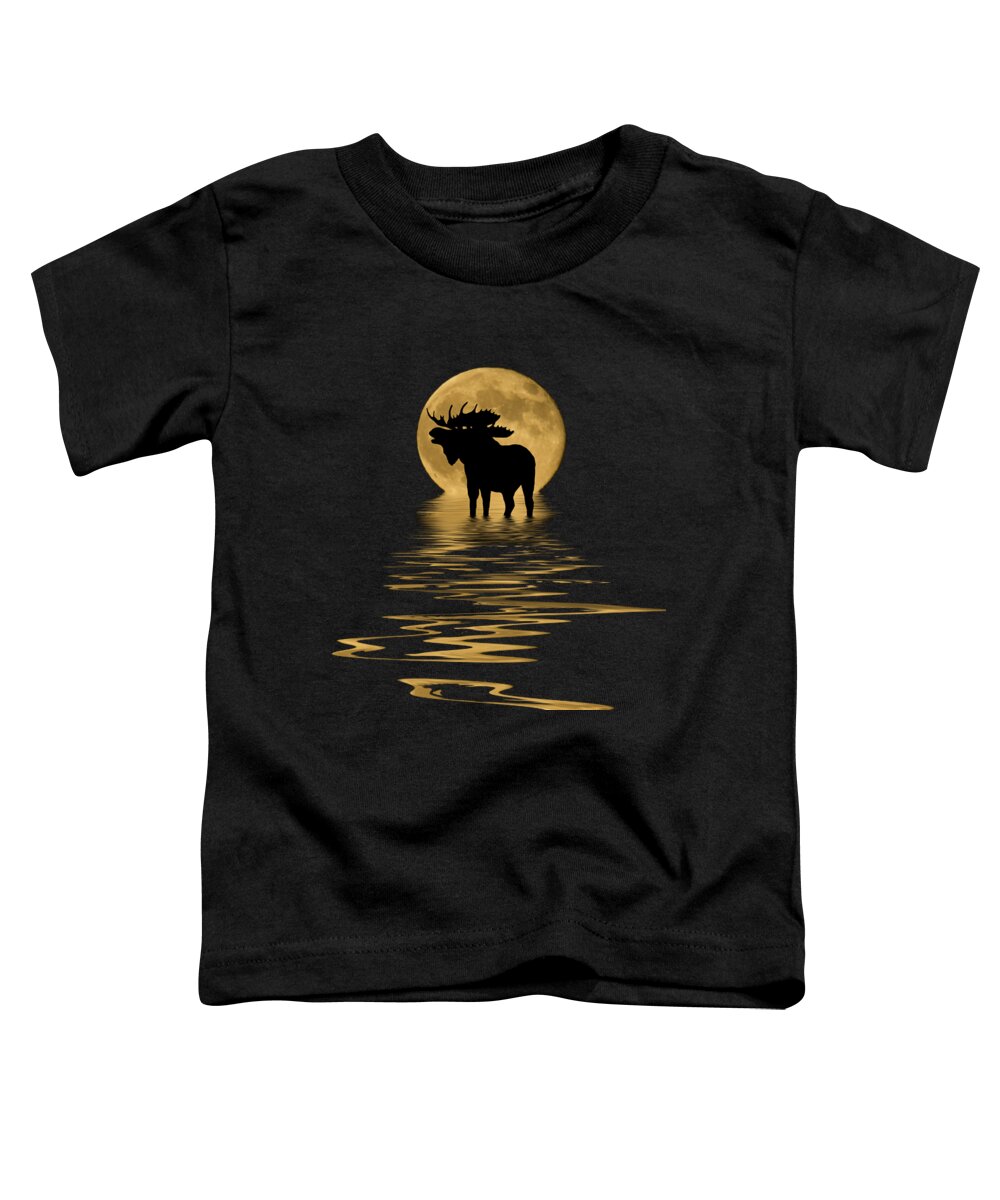 Colorado Toddler T-Shirt featuring the mixed media Moose in the Moonlight by Shane Bechler