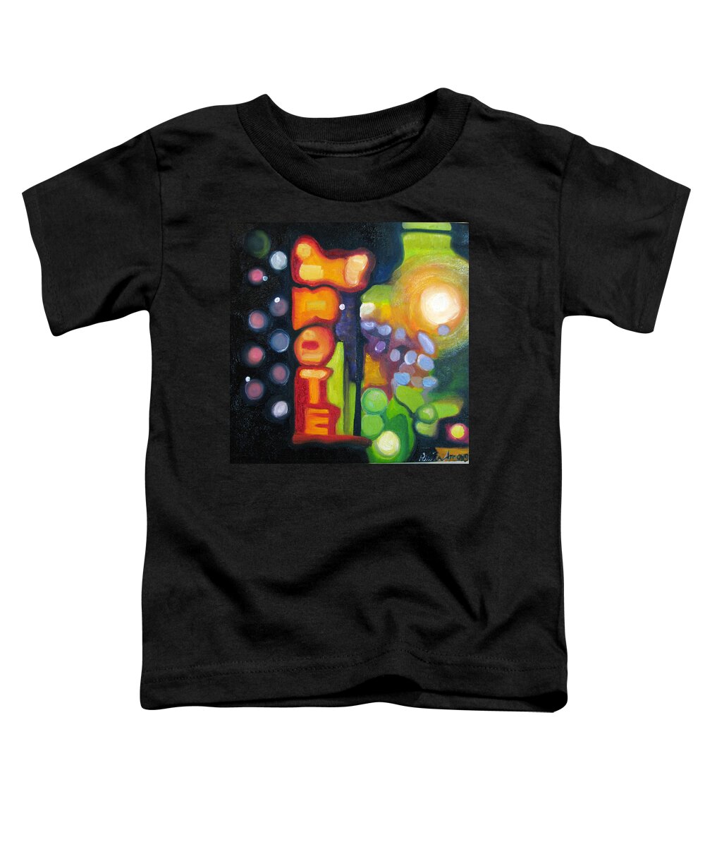 N Toddler T-Shirt featuring the painting Motel Lights by Patricia Arroyo