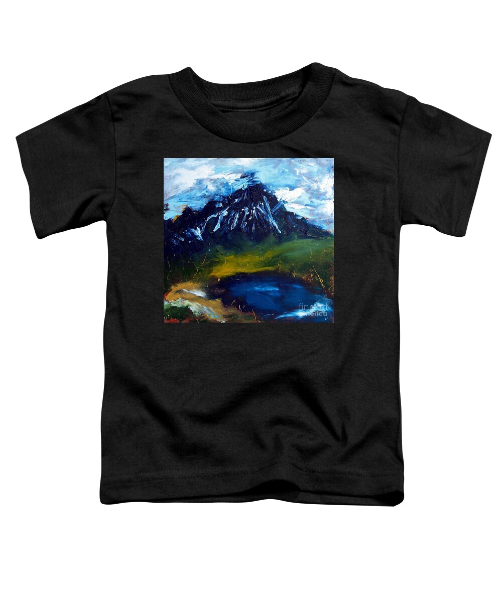 Acrylic Abstract Painting Toddler T-Shirt featuring the painting Mountain Lake by Lidija Ivanek - SiLa