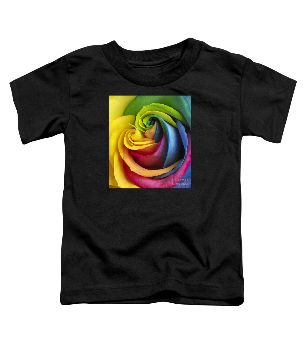 Rainbow Rose Toddler T-Shirt featuring the photograph Rainbow Rose by Tony Cordoza