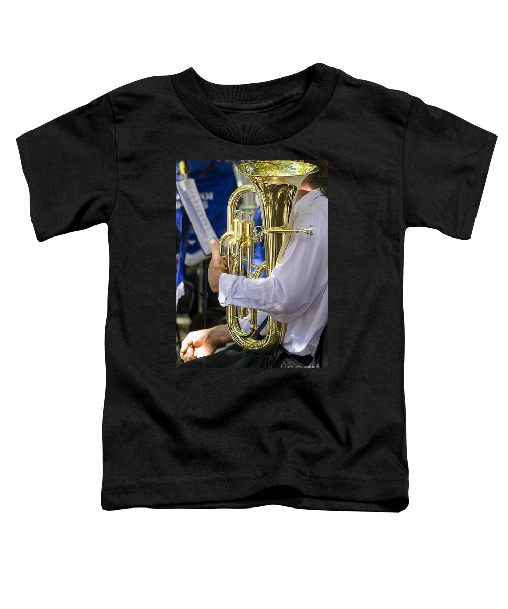 Brass Band Toddler T-Shirt featuring the photograph Musician with polished tuba by Patricia Hofmeester