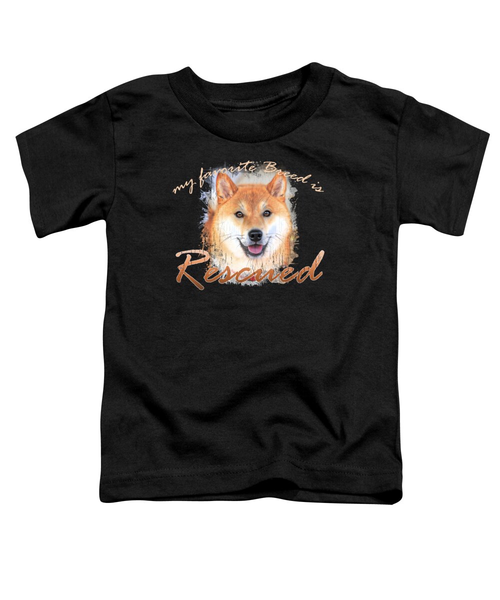 Rescued Toddler T-Shirt featuring the digital art My favorite breed is rescued Watercolor 4 by Tim Wemple