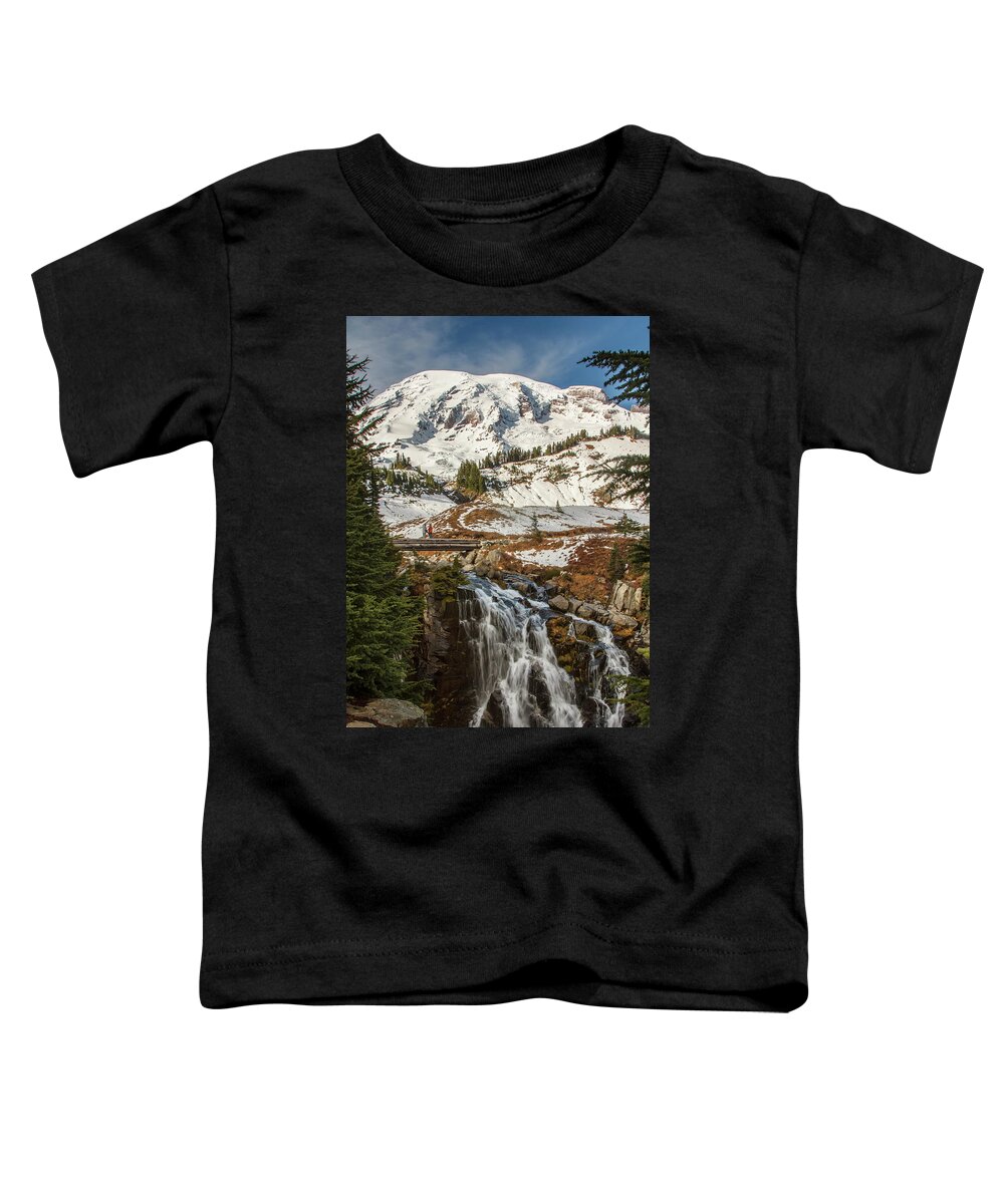 Mt. Rainier Toddler T-Shirt featuring the photograph Myrtle Falls, Mt Rainier by Tony Locke