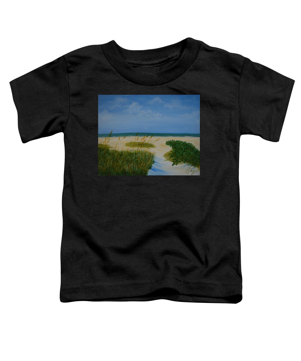 Beach Toddler T-Shirt featuring the painting NC Beach by Emily Page