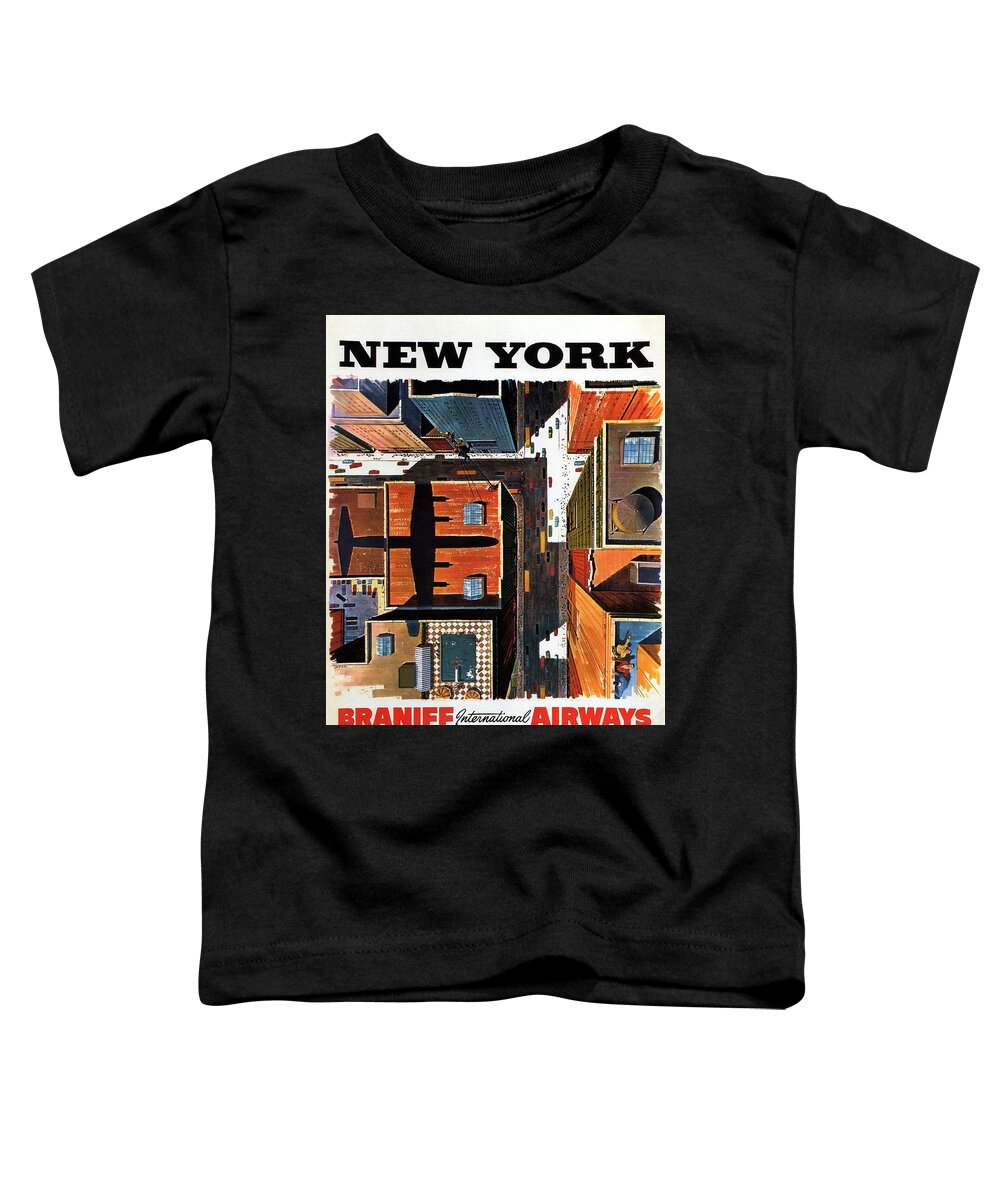 New York City Toddler T-Shirt featuring the painting New York City Birds Eye View - Vintage Poster by Studio Grafiikka