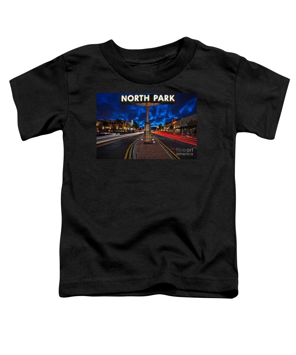 North Park Toddler T-Shirt featuring the photograph North Park Neon Sign San Diego California by Sam Antonio