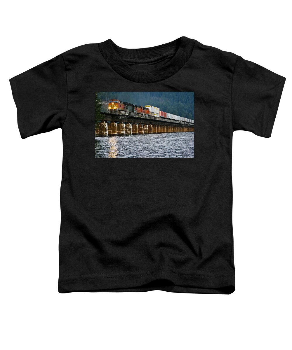 Train Toddler T-Shirt featuring the photograph Northbound at Dusk by Albert Seger