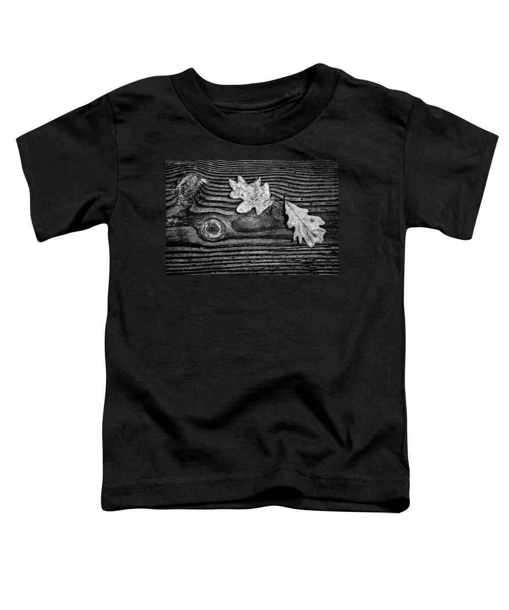 Fall Toddler T-Shirt featuring the photograph Oak Leaves in Black and White by Debra and Dave Vanderlaan