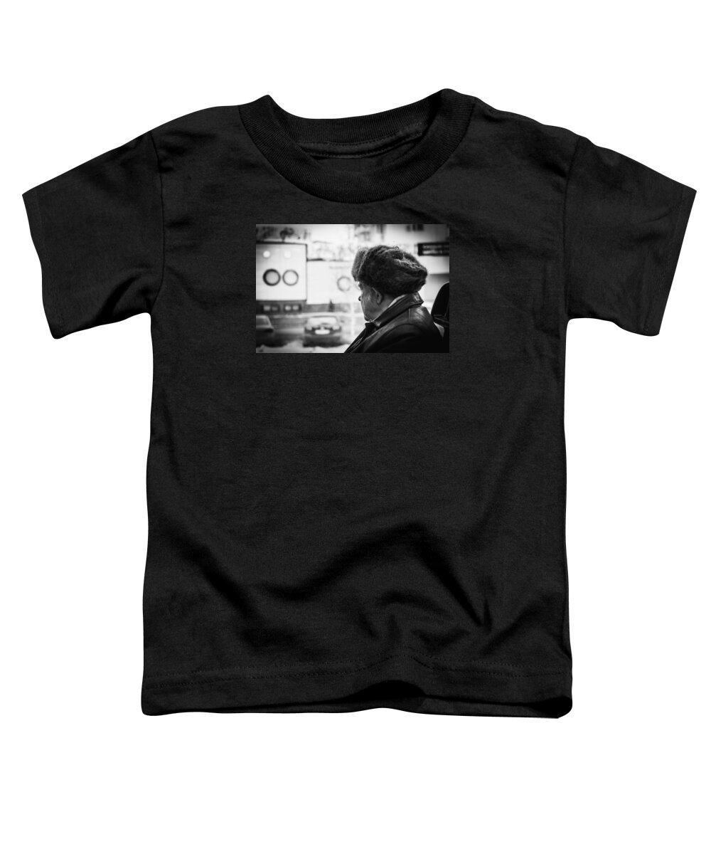 Senior Toddler T-Shirt featuring the photograph Old Man Wearing a Russian Ushanka Riding a Bus by John Williams