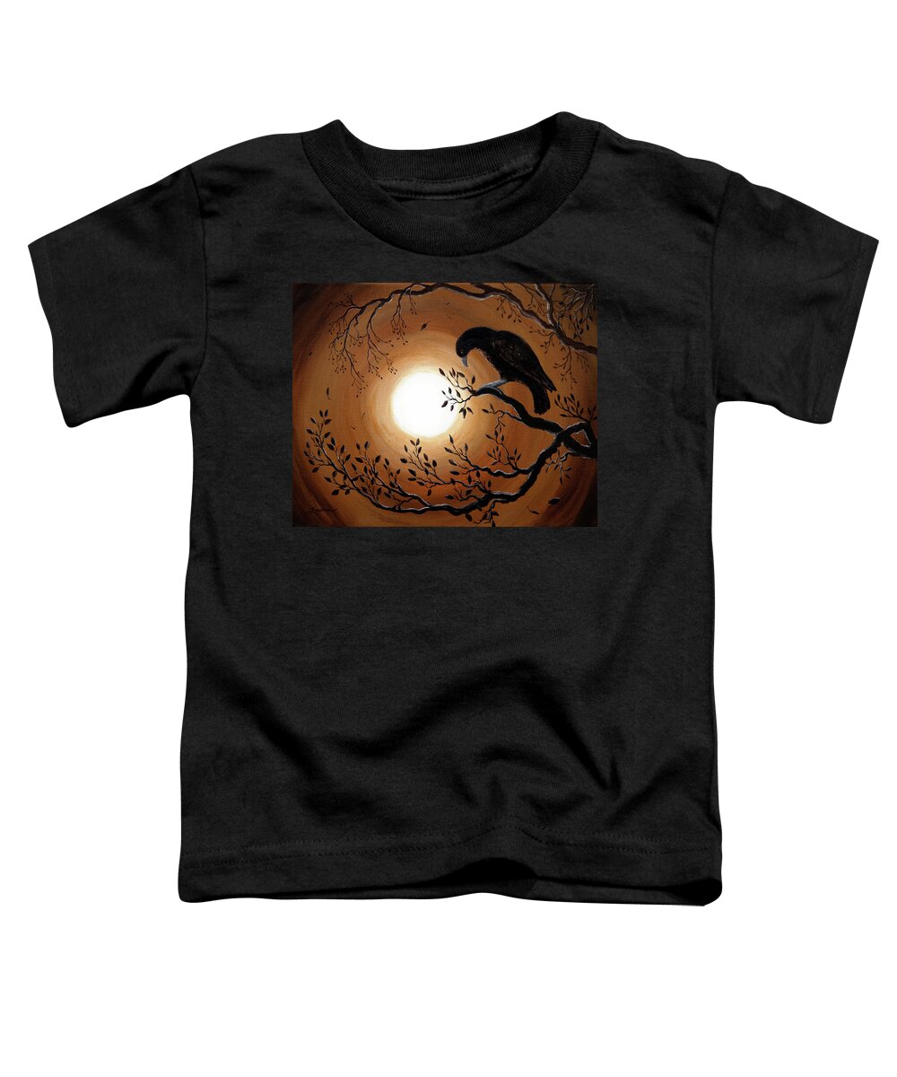 Moon Toddler T-Shirt featuring the painting Ominous Bird of Yore by Laura Iverson