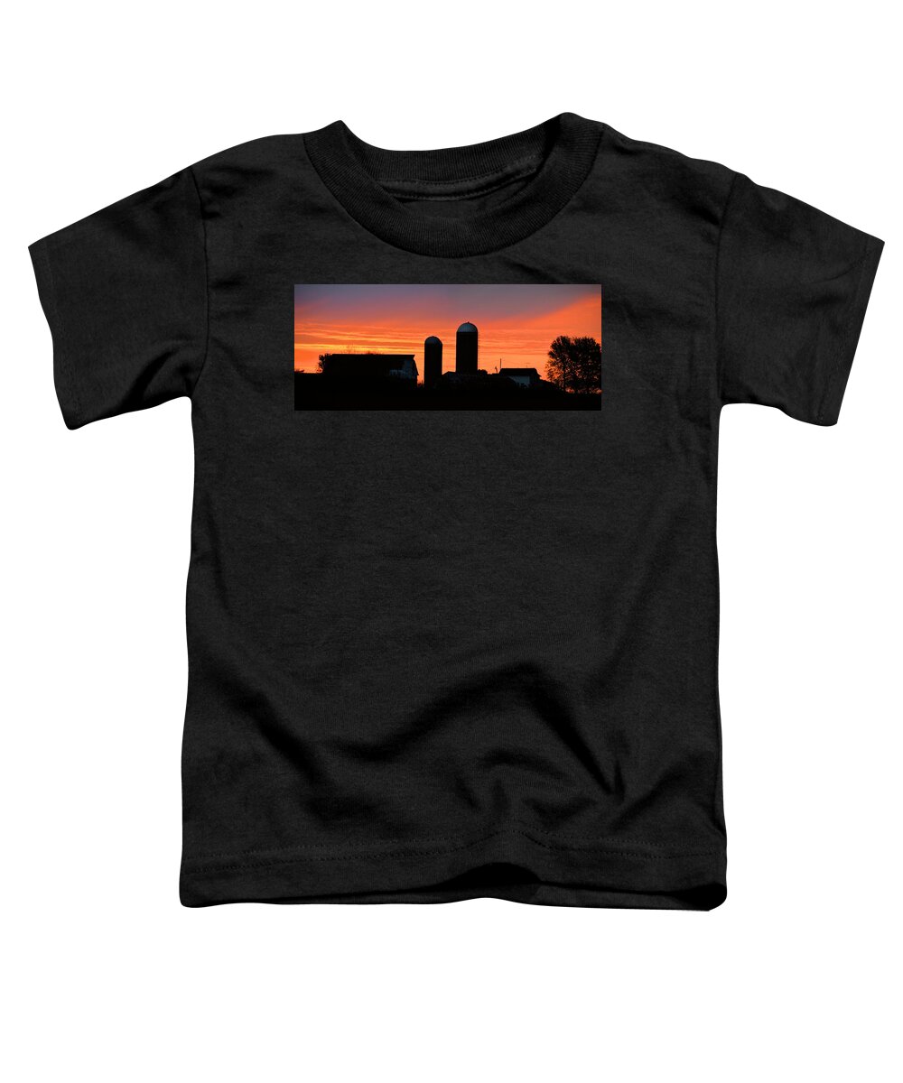 Barn Toddler T-Shirt featuring the photograph Orange Farm Panorama by Bonfire Photography