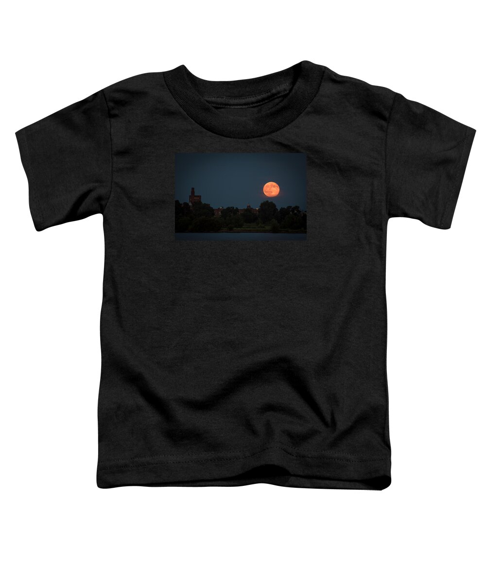 Full Moon Toddler T-Shirt featuring the photograph Orange Moon by Stephen Holst