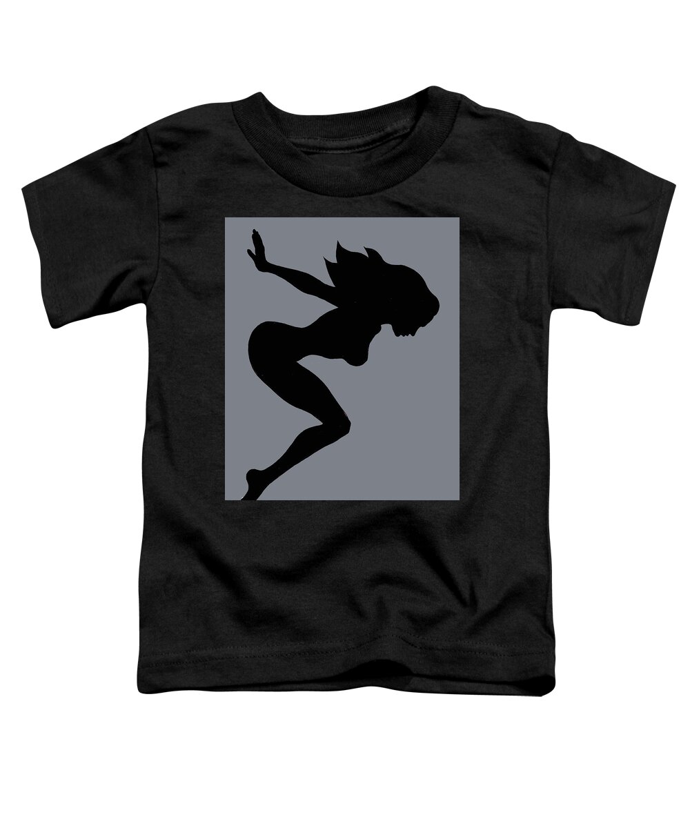 Mudflap Girl Toddler T-Shirt featuring the painting Our Bodies Our Way Future Is Female Feminist Statement Mudflap Girl Diving by Tony Rubino