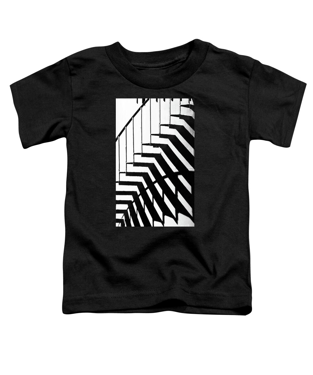 Abstract Toddler T-Shirt featuring the photograph Outside Cape Cod Staircase Abstract Black and White by Sharon Williams Eng