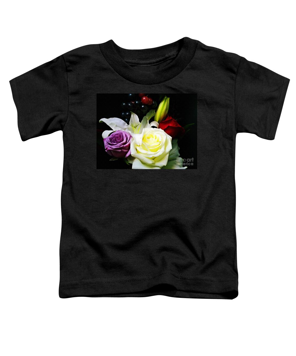 Painting Toddler T-Shirt featuring the digital art Digital Painting Rose Bouquet Flower Digital Art by Delynn Addams