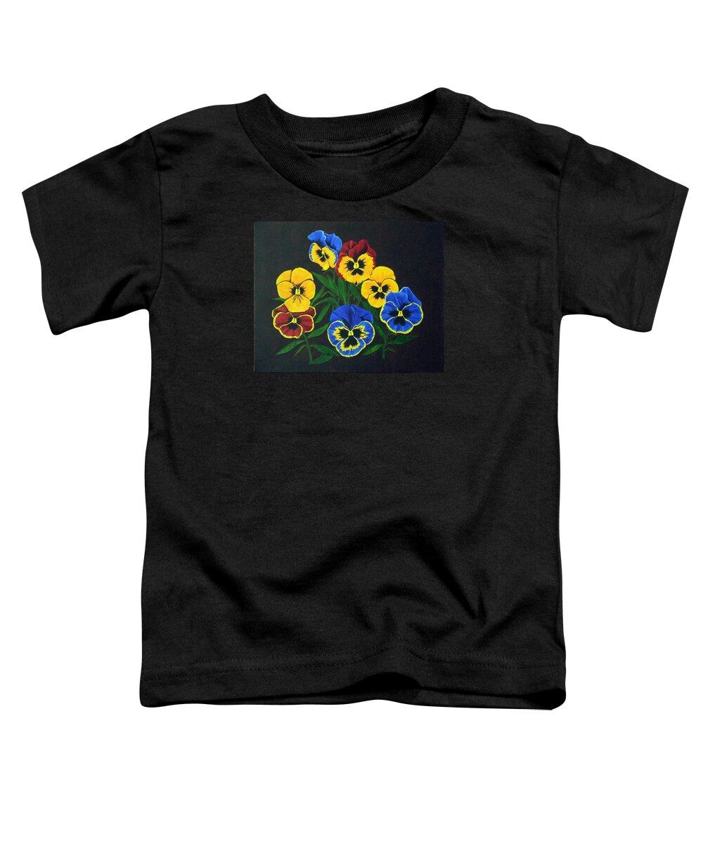 Pansies Toddler T-Shirt featuring the painting Pansy Lions by Brandy House
