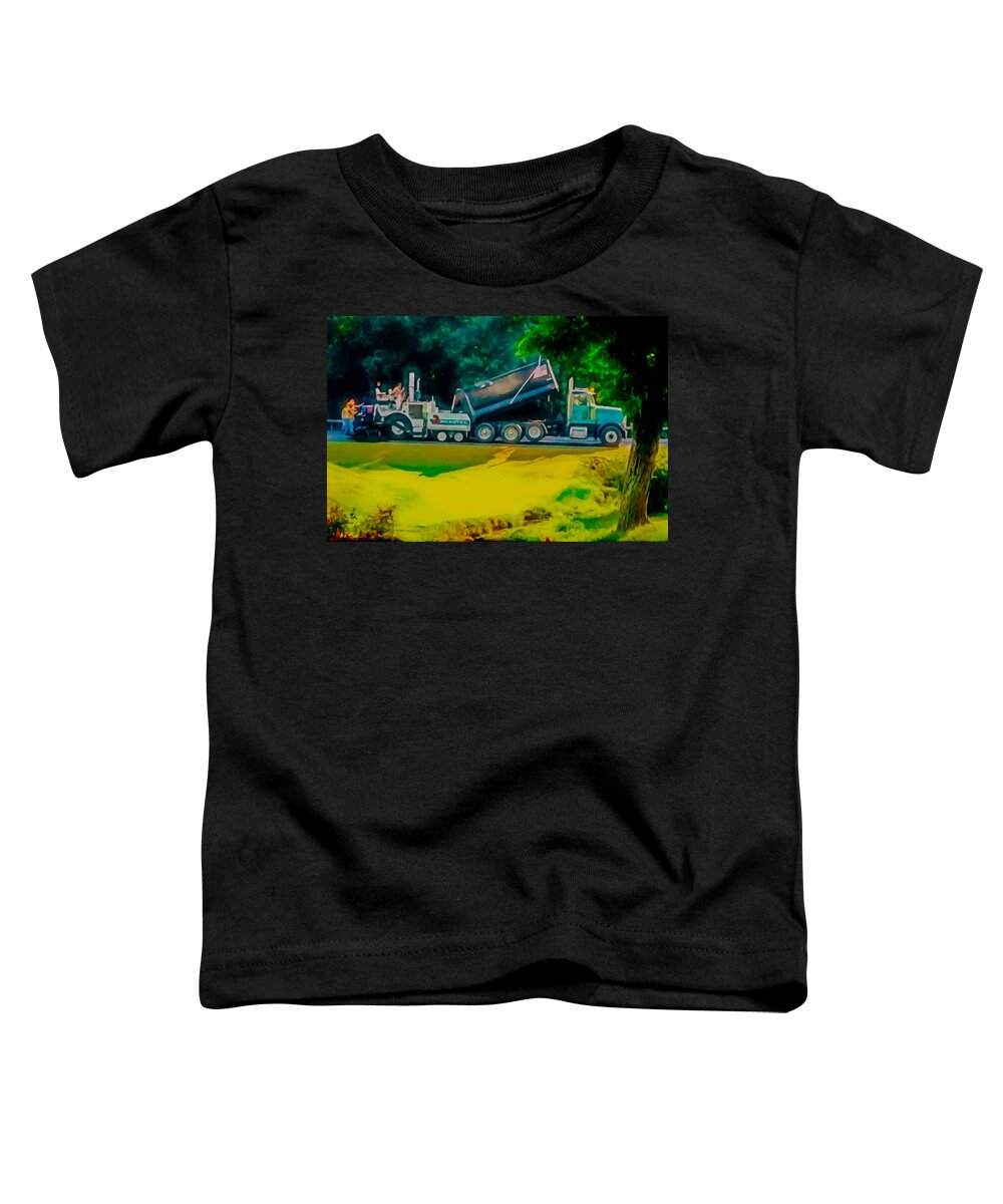 Paving Crew Toddler T-Shirt featuring the painting Paving Crew 2 by Jeelan Clark