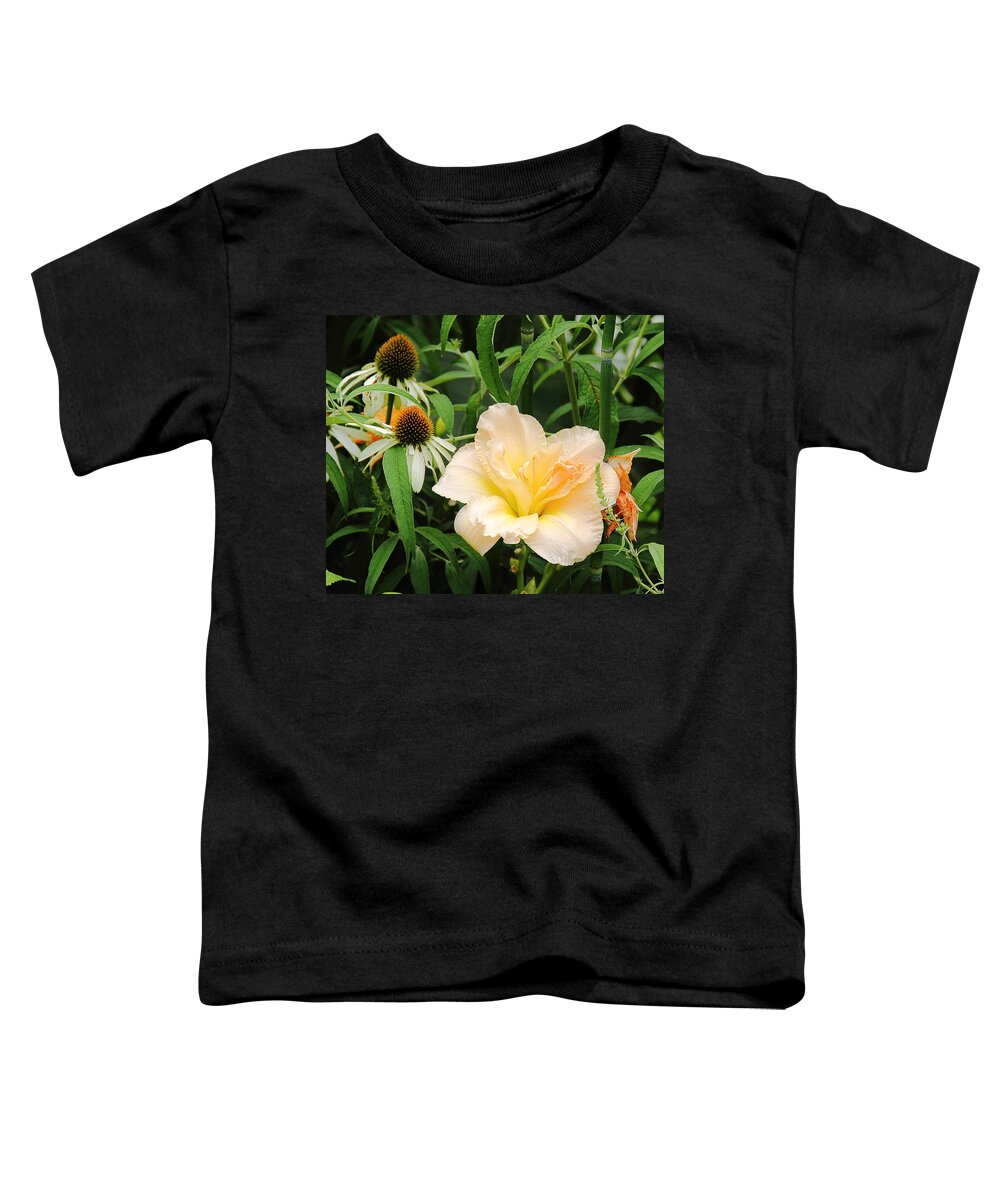 Flowers Toddler T-Shirt featuring the photograph Peach Daylily by Allen Nice-Webb