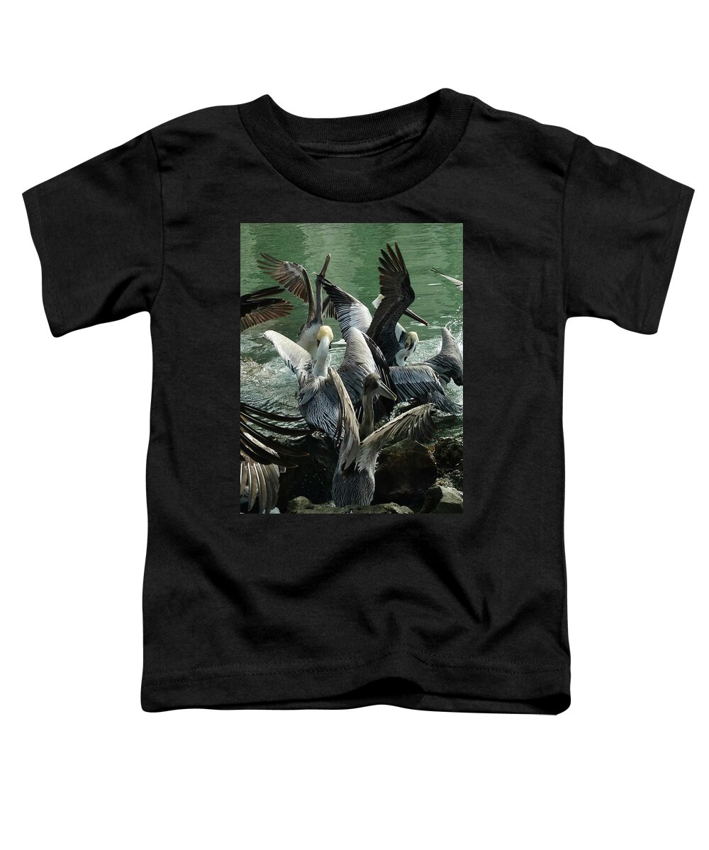 Pelicans Toddler T-Shirt featuring the photograph Pelican Mosh Pit by Steve Sperry