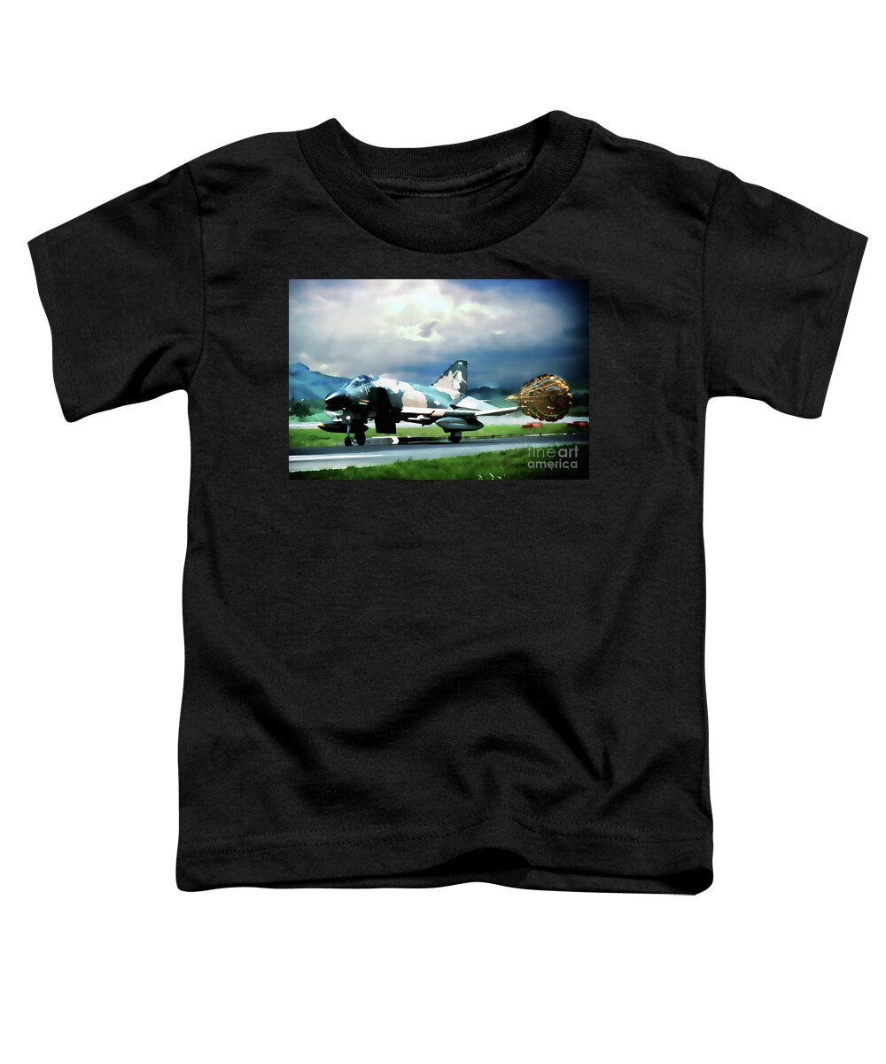 F-4 Toddler T-Shirt featuring the digital art Phantom Chute Landing by Airpower Art
