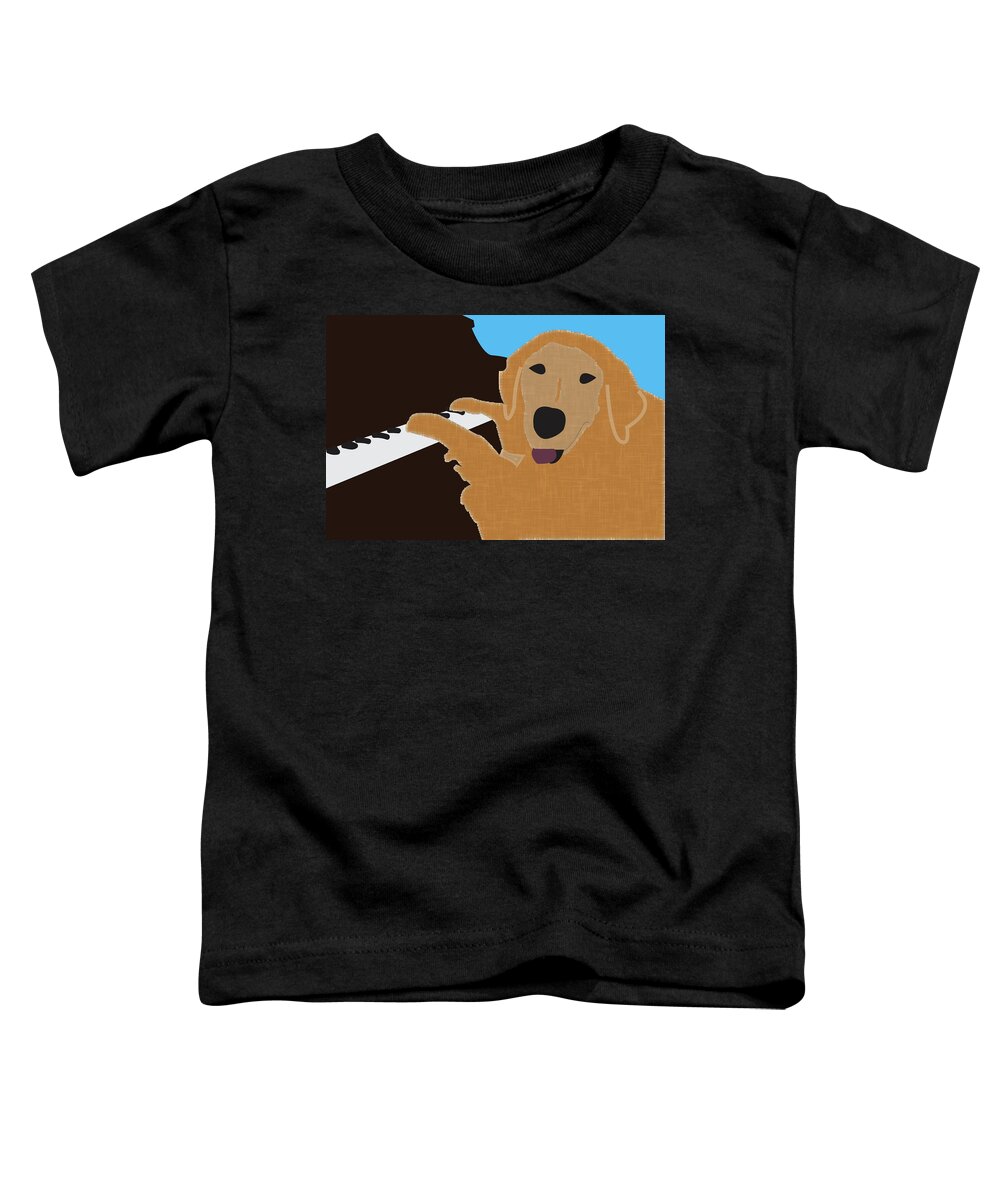 Golden Retriever Toddler T-Shirt featuring the digital art Piano Dog by Caroline Elgin