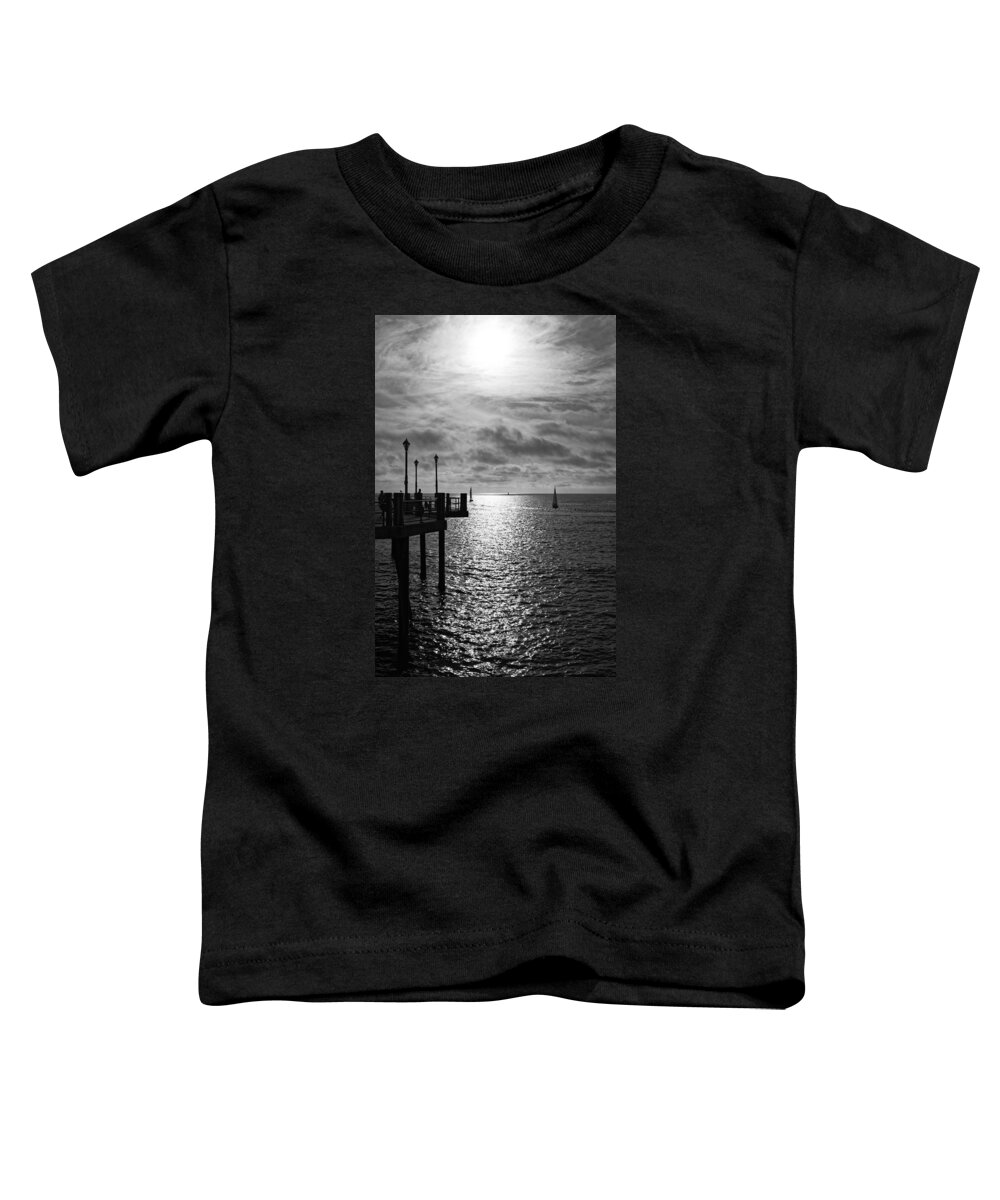 Sun Toddler T-Shirt featuring the photograph Pier into the Sun by Michael Hope