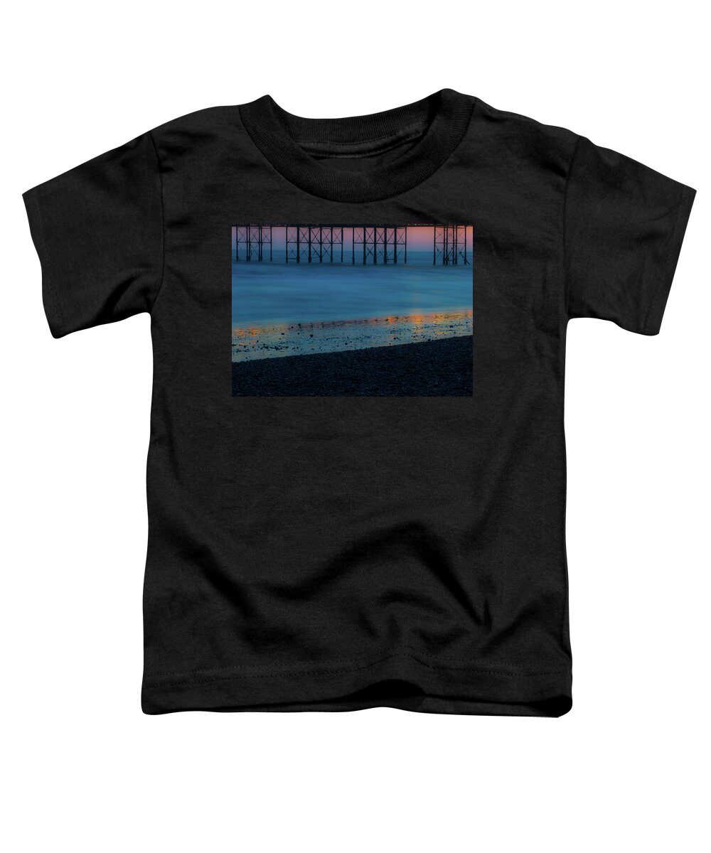 Pier Toddler T-Shirt featuring the photograph Pier Supports at Sunset ii by Helen Jackson