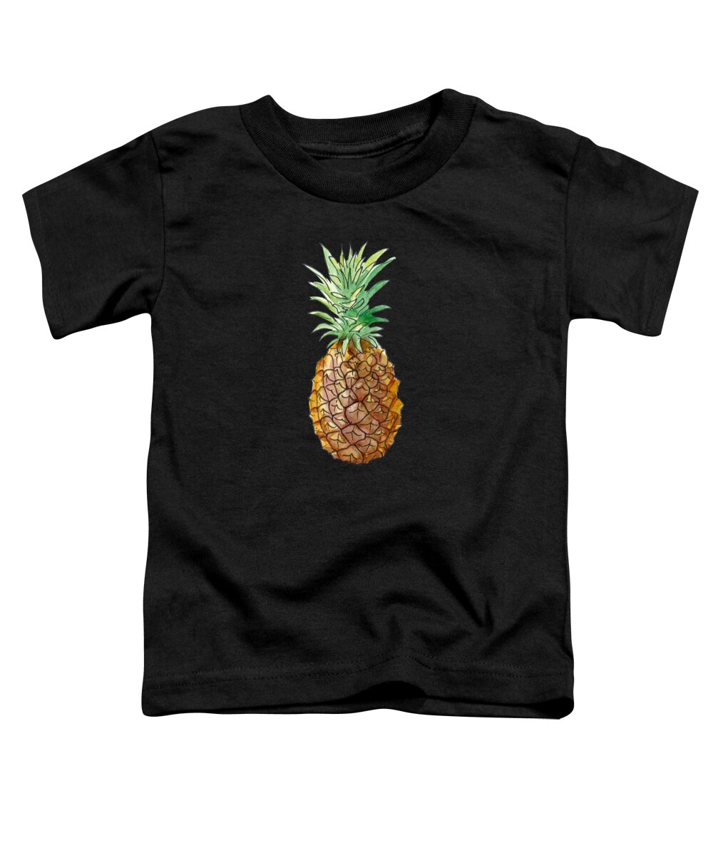Fruit Toddler T-Shirt featuring the painting Pineapple on black by Masha Batkova