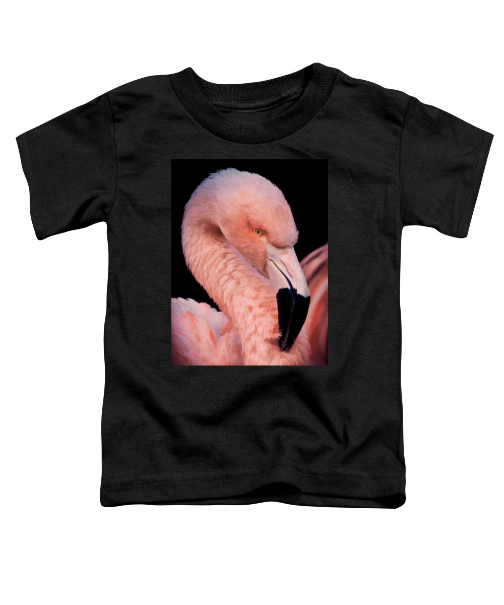 Pink Flamingo Toddler T-Shirt featuring the photograph Pink Flamingo Portrait II by Athena Mckinzie